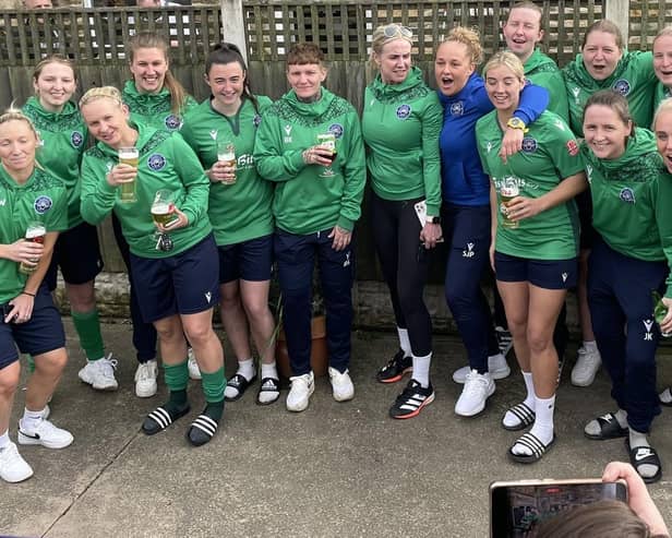 AFC Bentley Ladies celebrate winning the league.