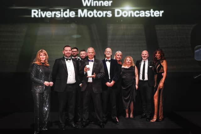 The team at Riverside Motors Doncaster celebrate their award win at Volvo’s 2025 Champion Awards