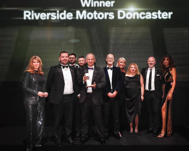 The team at Riverside Motors Doncaster celebrate their award win at Volvo’s 2025 Champion Awards