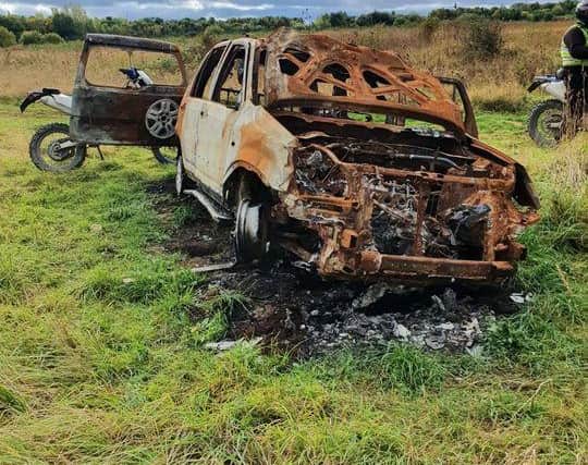 This burned out vehicle was discovered at Roman Ridge by South Yorkshire Police off road team. It is thought to have been abandoned by poachers.
