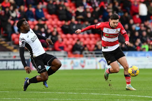 Doncaster's Luke Molyneux looks to have a shot on goal. (Picture:Andrew Roe/AHPIX LTD)