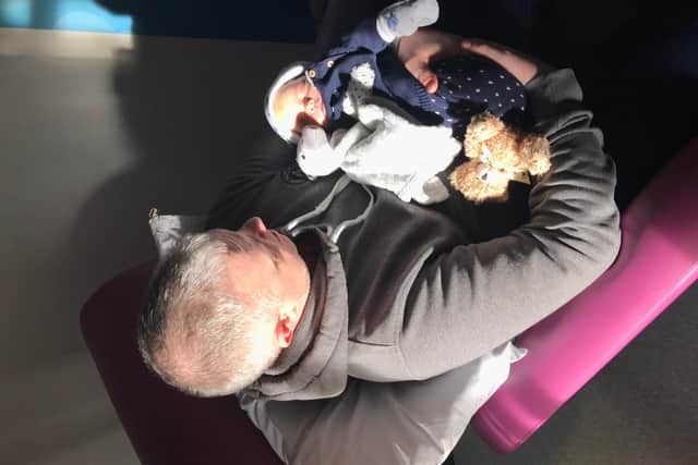Billy Nugent died aged six weeks. His family, from Doncaster, are trying to raise money for the hospital where he was treated. He is pictured with dad Kevin Nugent