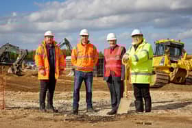 At the Herald Road groundbreaking L-R Antony Rowe (Keepmoat), Ben Hindley (Keepmoat),  Cllr David Nevett (City of Doncaster).Cllr Glyn Jones (City of Doncaster Deputy Mayor, Portfolio Holder for Housing and Business). Photo: Shaun Flannery.