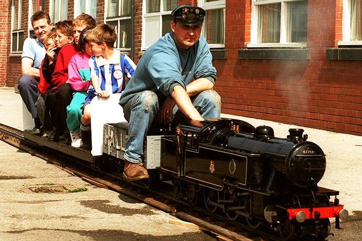 One of the attractions at the Armthorpe Community Group Gala was this steam engine  from the Doncaster and District Model and Engine Society with driver Dave Hall at the controls, June 1996