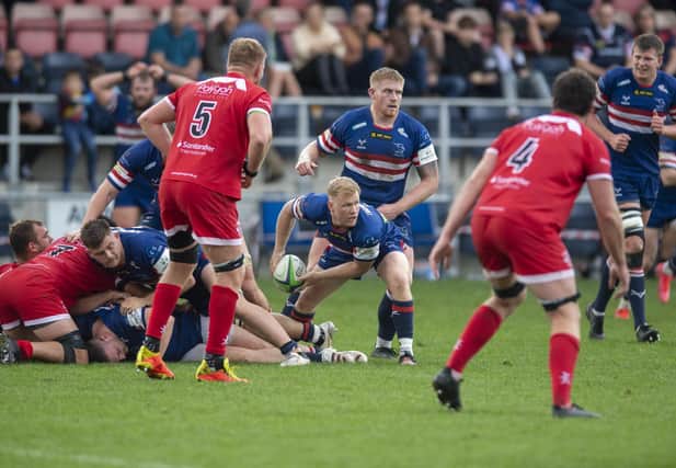 Doncaster Knights' Alex Dolly in action against Jersey Reds earlier this season. Picture: Tony Johnson.