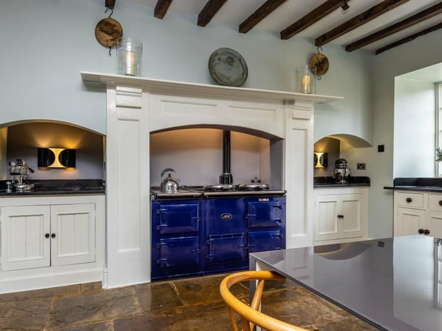 The farmhouse style kitchen is the hub of the home.