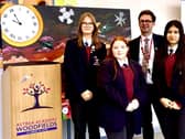 Principal David Scales with pupils.