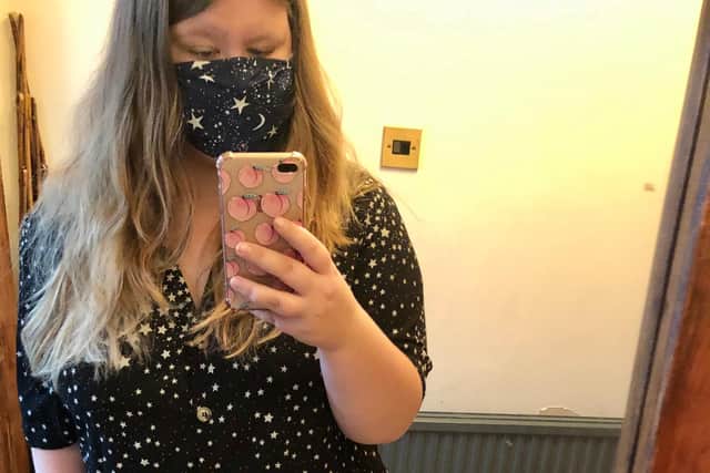 I matched my facemask to my dress the first day I went into the town centre.
