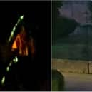 These are the photos Dean Buckley says are a ghostly monk at Conisbrough Castle. In the second photo, he says the ghostly outline of the monk is visible behind the lamp-post.