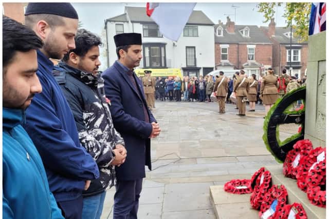 Members of Doncaster's Muslim community laid a wreath at the war memorial on Remembrance Sunday.