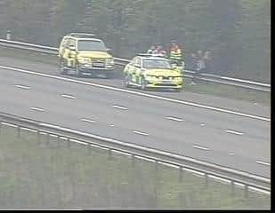 Police and traffic officers attended the scene at the M1 near Barnsley in South Yorkshire.