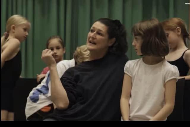 Eleanor Green (right) in 2013 rehearsing for Rapunzel with balletLORENT dancer Caroline Reece.