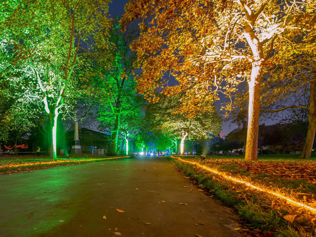 Set up being built for Rainbow in the Dark/ Enlightened Avenue in Victoria Park, Portsmouth on 17th November 2021. Picture: Habibur Rahman