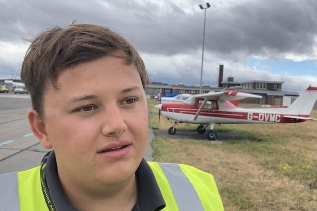 Young pilot McKenzie Brailsford fears for the future of the airport and his training in becoming a pilot. Credit: George Torr/LDRS
