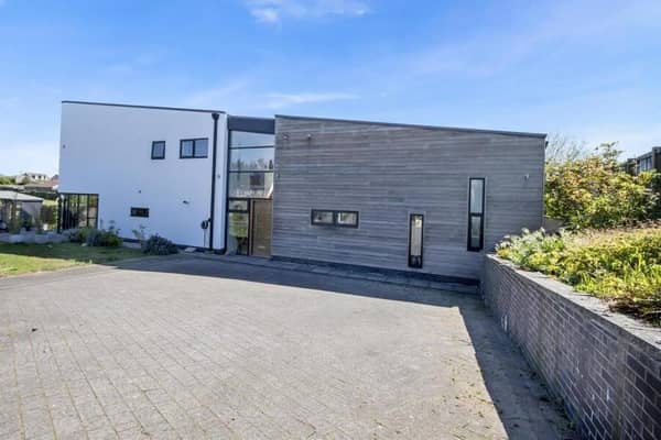 A front view of the architect designed, detached home for sale in Barnby Dun.