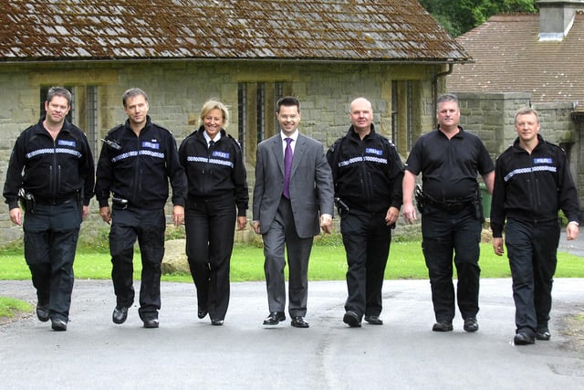 Parliamentary Under Secretary of State for crime prevention James Brokenshaw visited Cragside to meet the local police officers involved in the Raoul Moat incident. The minister with local police officers (from left) PC Lawrie Ward, PC Steve Cresswell, Inspector Sue Peart, Sgt Graham Vickers, Sgt Neville Wharrier and PC Rob Kilburn..