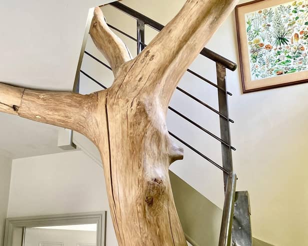 The upper section of the oak centrepiece within the cottage.