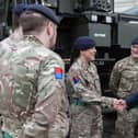 MP John Healey meeting members of the armed forces.
