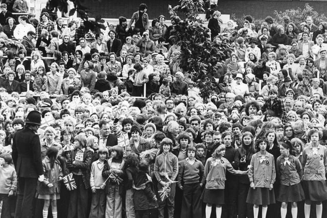A huge crowd was pictured outside the Civic Centre for the visit of Princess Anne in 1973.