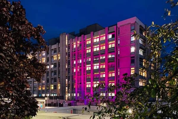 Doncaster Royal Infirmary was illuminated pink last Wednesday.