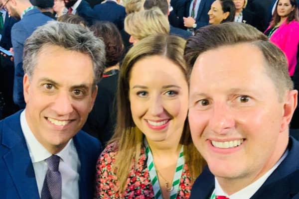 Ed Miliband, Sally Jameson and Lee Pitcher gathered together on their first day in Parliament.