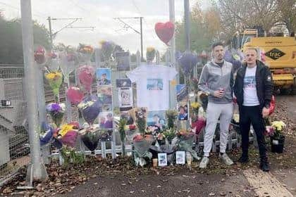 People left cards, flowers and balloons.