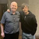 Louis Tomlison with night manager Jimmy Rogers at the Crown Hotel.