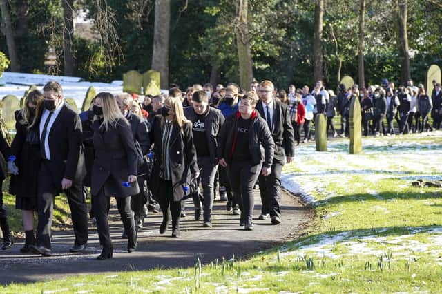 The funeral of Lewis Williams who died following an incident in Mexborough last month has been held at St. Margaret's Church in Swinton. Picture Scott Merrylees