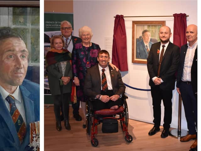 Ben Parkinson unveiled a portrait of himself at Doncaster Museum.