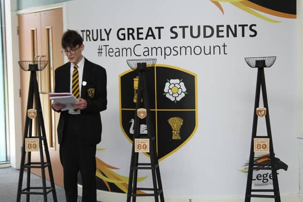 The special assembly was live streamed to all students.