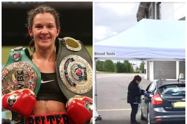 Doncaster boxing champ Terri Harper has joined the fight to save the city's drive thru blood test centre.