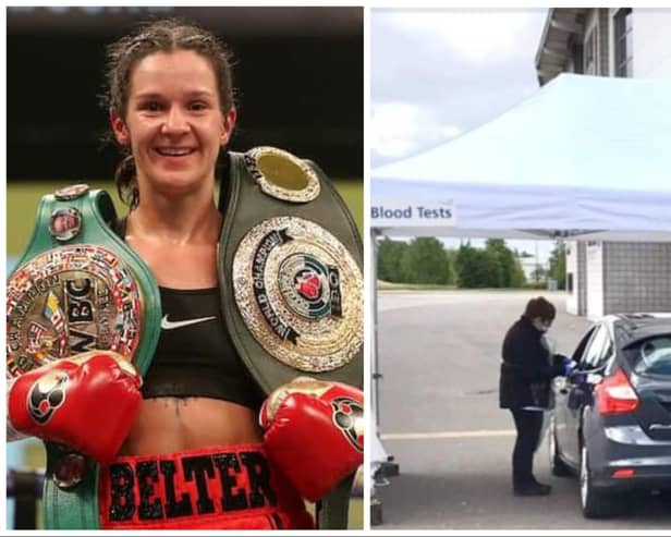 Doncaster boxing champ Terri Harper has joined the fight to save the city's drive thru blood test centre.