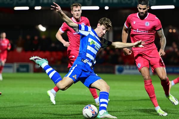 Joe Ironside tees up a shot at goal.