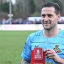 Billy Sharp with his man of the match award after Rovers' win at Kettering.