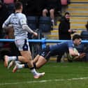 Doncaster Knights' Jack Metcalf was among the tries again against Cambridge. Picture: Jonathan Gawthorpe