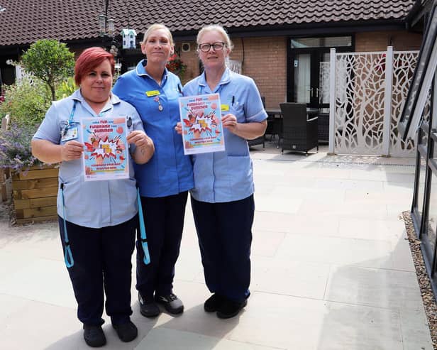 Members of St John’s Hospice nursing team are pictured promoting the Hospice Heroes campaign at the Hospice.