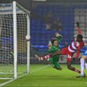 Mo Faal has his goal ruled out for offside. Picture: Andrew Roe/AHPIX LTD