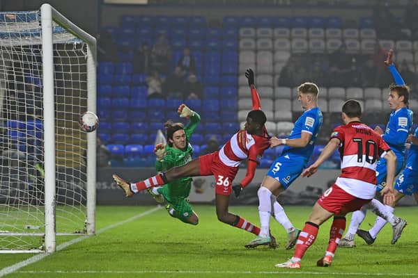 Mo Faal has his goal ruled out for offside. Picture: Andrew Roe/AHPIX LTD