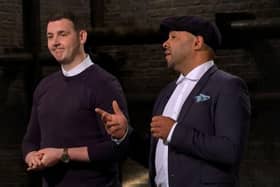 Max and Ashley pitched their app Shocal on Dragon's Den. (Photo: BBC).