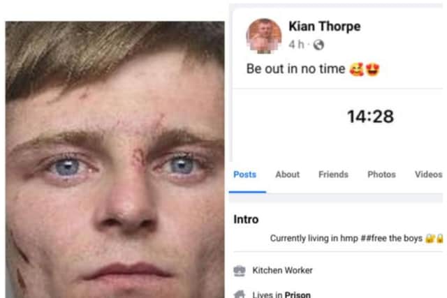 The Facebook message from Kian Thorpe was apparently posted from prison.