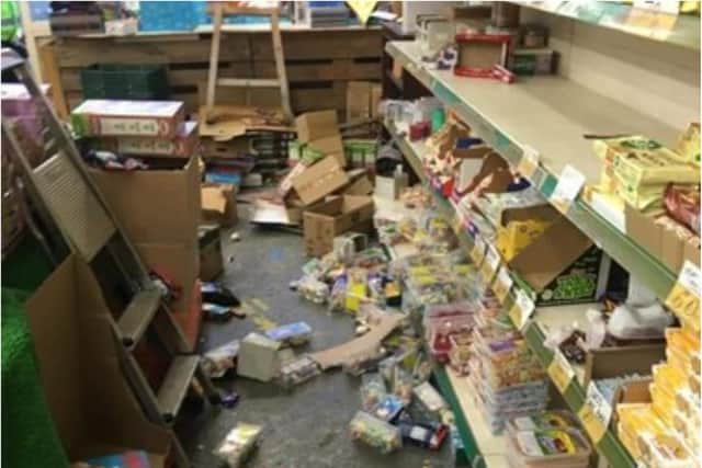 Richard Laws' shop in Stainforth was trashed by thieves.