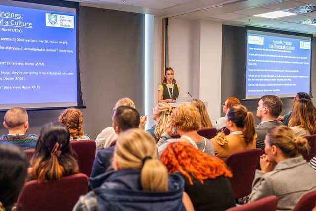 Sarah presenting her work at the BACCN conference.