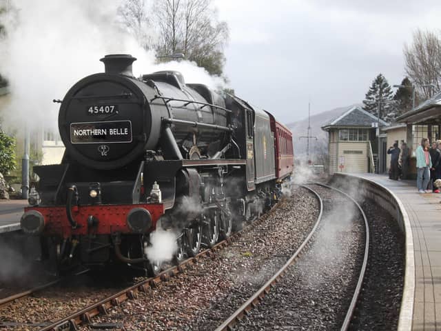 On track … a Black Five loco called “Lancashire Fusilier” hauling the Northern Belle