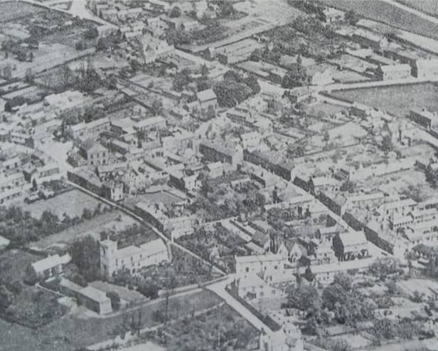 Overall aerial view of Crowle in the 1920s.