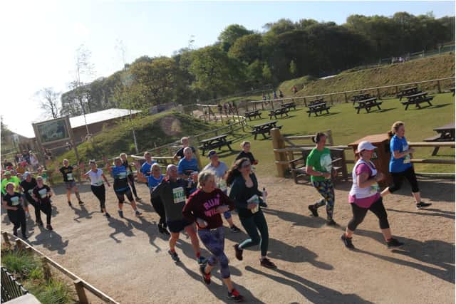Runners make their way through Yorkshire Wildlife Park.