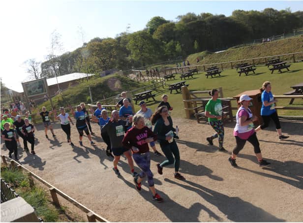 Runners make their way through Yorkshire Wildlife Park.