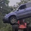 The 'annoyed' farmer helped shift a Subaru abandoned on his fields by yobs.