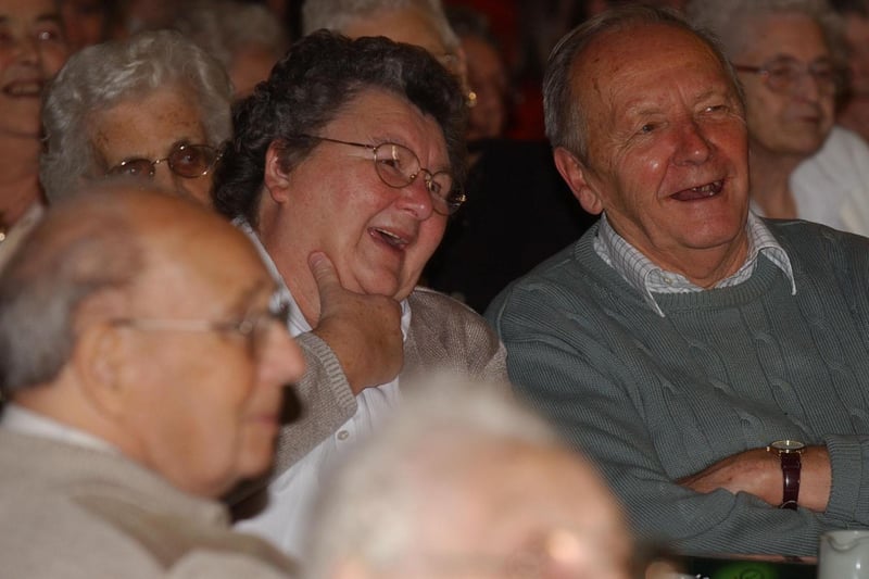 Pensioners were pictured watching a staff panto at Usworth School in 2006 and these members of the audience were loving the show.