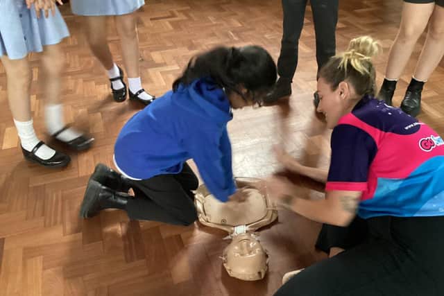 Doncaster Primary School children taking part in CPR