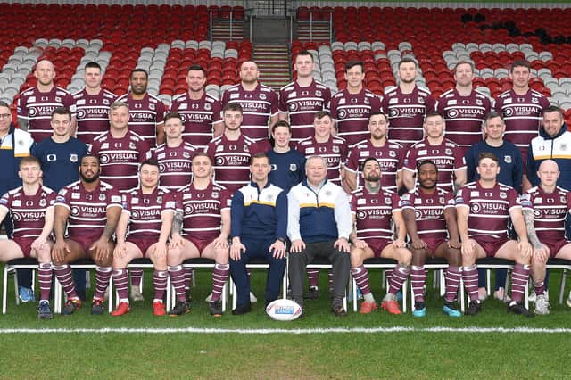 Doncaster RLFC's 2020 squad - pictured in the maroon kit which has now been ditched.